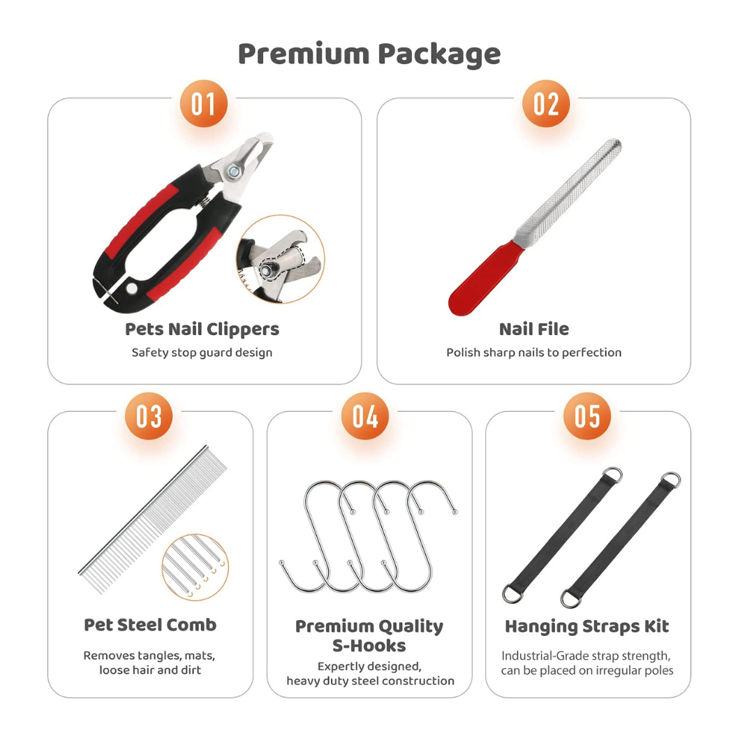 Pet Hammock Restraint Bag with Nail Clippers/Trimmer, Nail File, Pet Comb, Ear/Eye Care