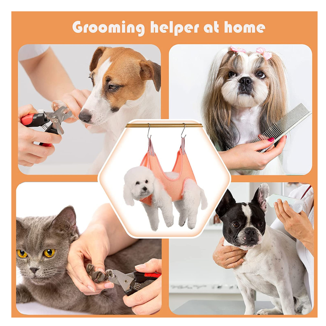 Pet Hammock Restraint Bag with Nail Clippers/Trimmer, Nail File, Pet Comb, Ear/Eye Care
