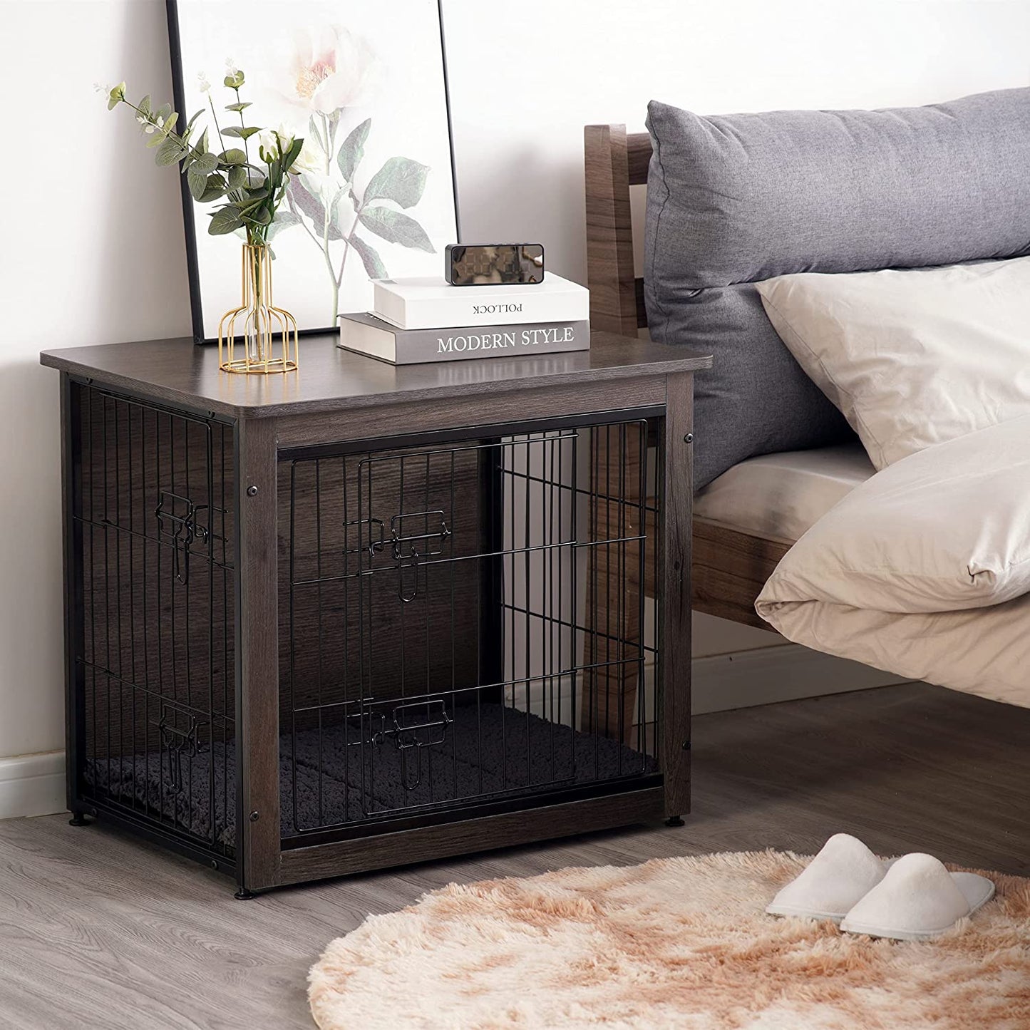 Wooden Dog Crate with Double Doors