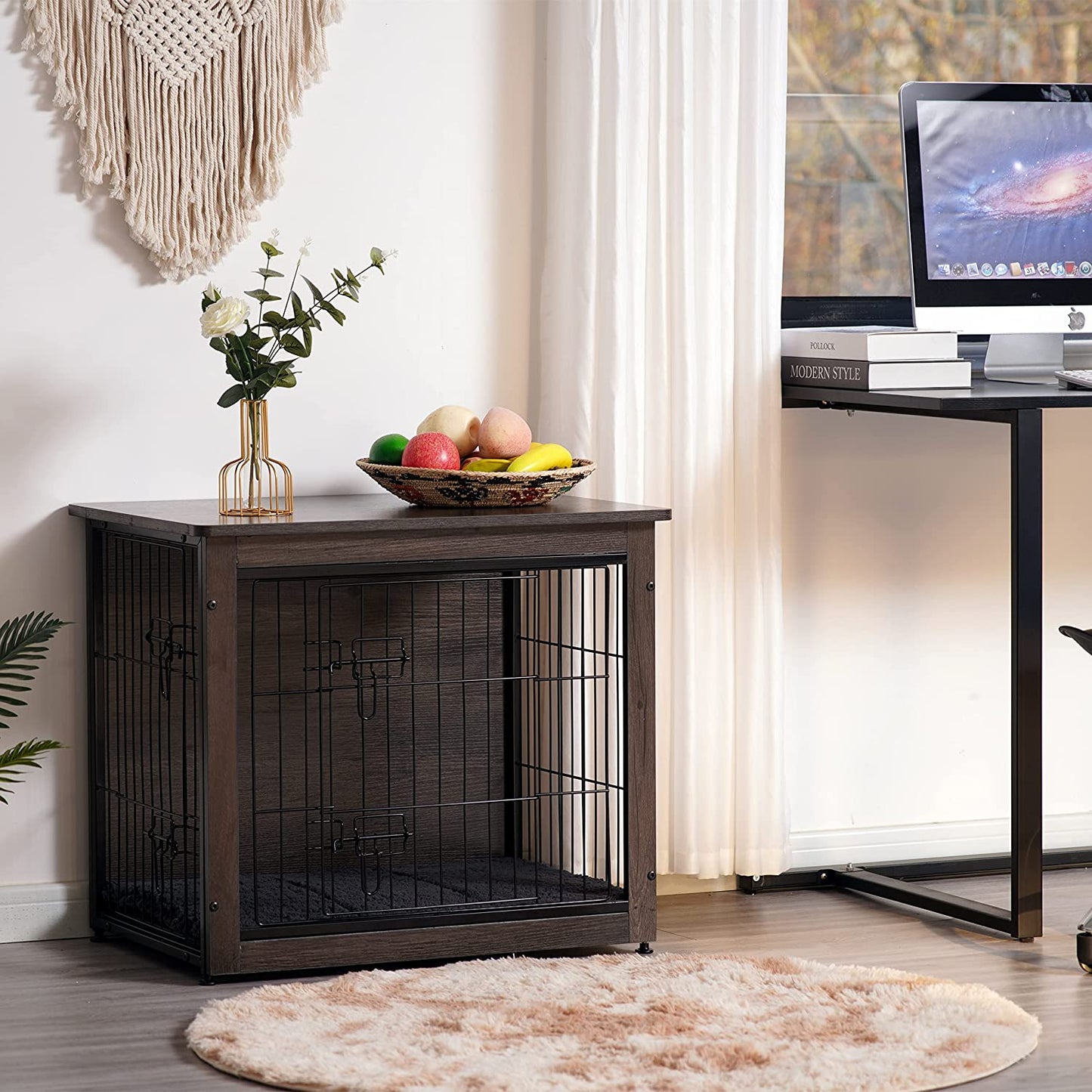 Wooden Dog Crate with Double Doors