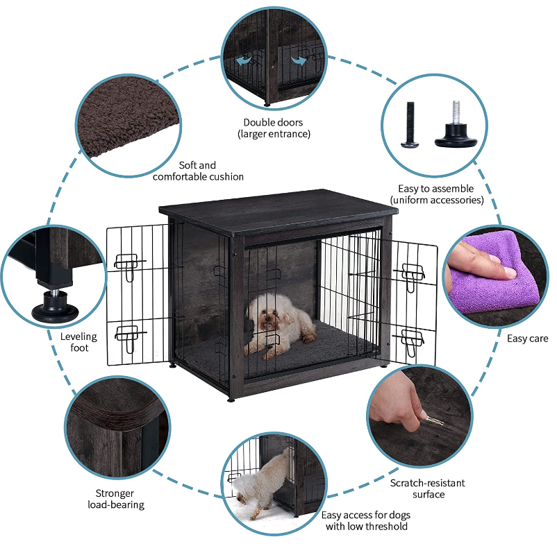 Wooden Dog Crate with Double Doors
