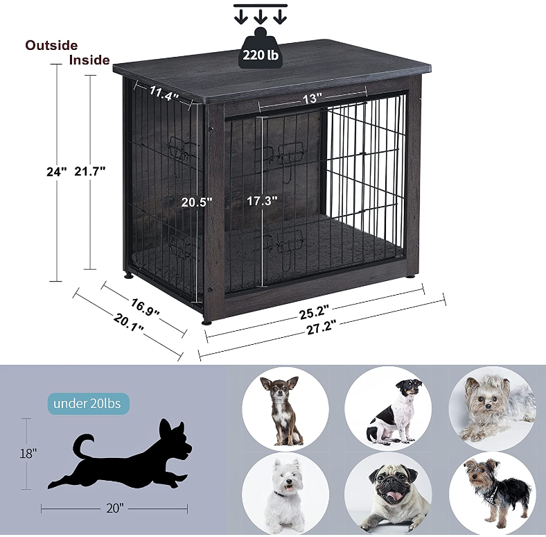 Wooden Dog Crate with Double Doors