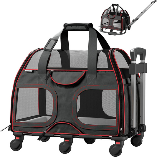 Dog Carrier Luggage (Black/Red)