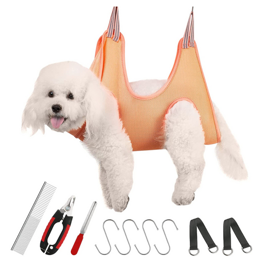 Pet Hammock Restraint Bag with Nail Clippers/Trimmer, Nail File, Pet Comb, Ear/Eye Care