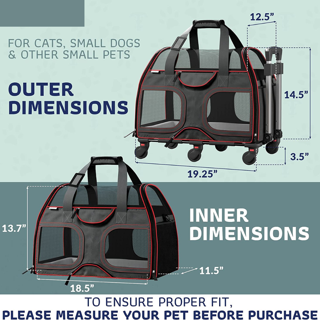 Dog Carrier Luggage (Black/Red)