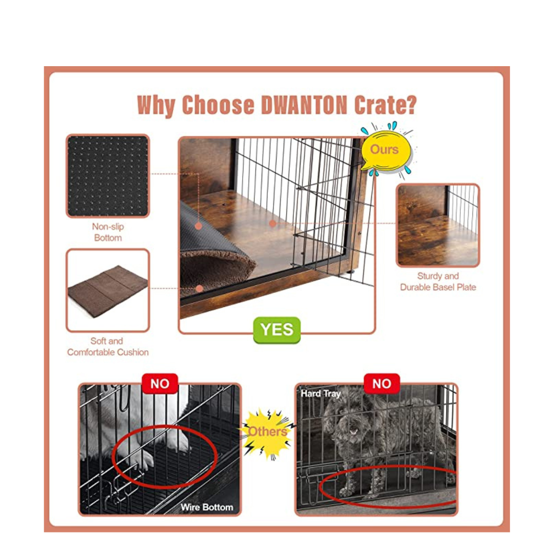 32.5" L Dog Crate Furniture with Cushion