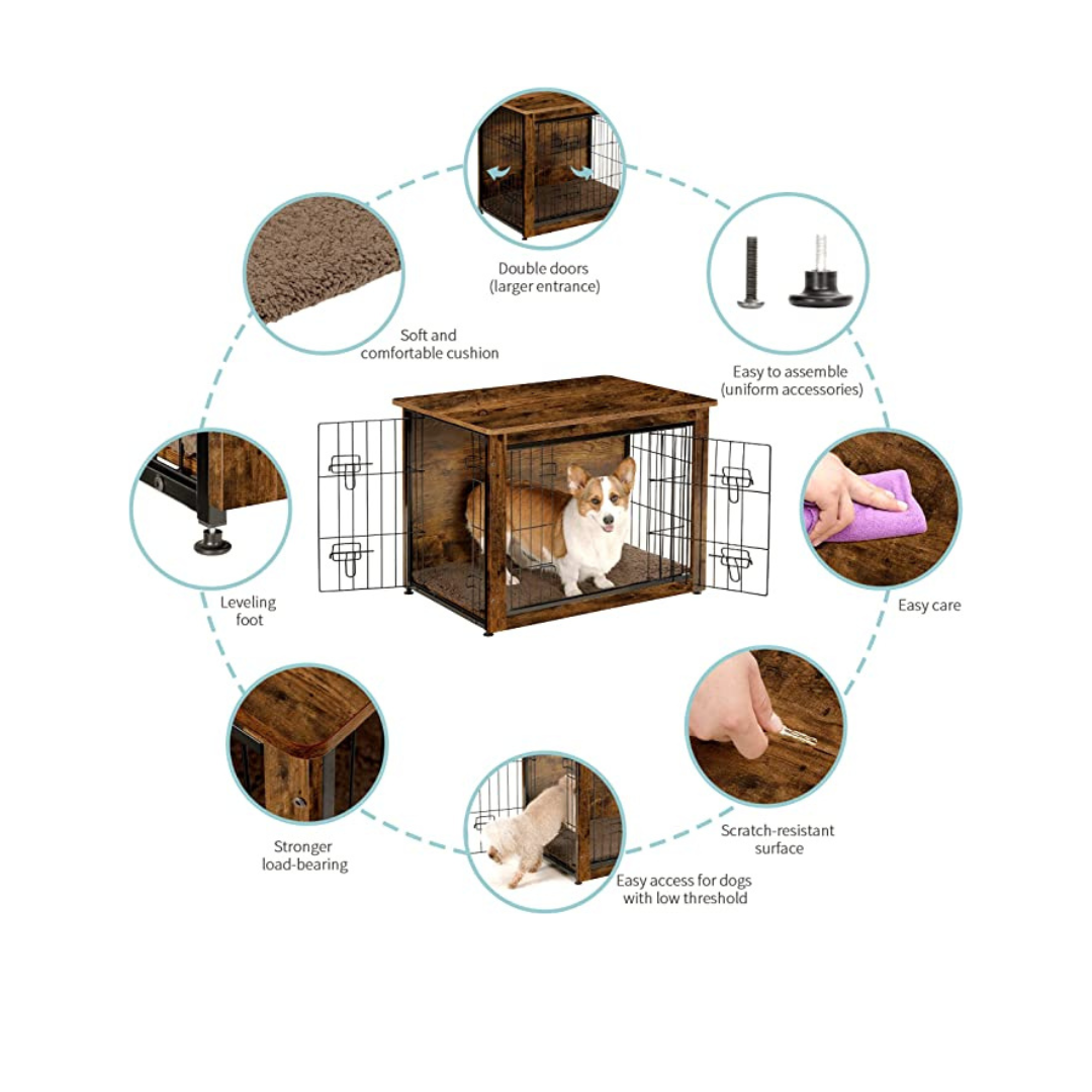 32.5" L Dog Crate Furniture with Cushion