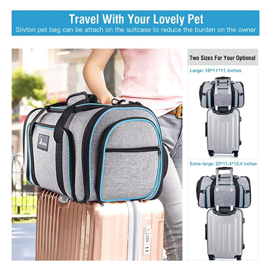 4 Sides Expandable Carrier with Fleece Pad for Cats