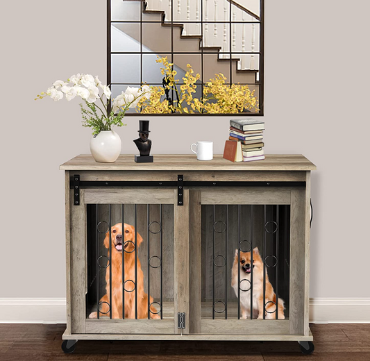 Dog Crate Furniture with Divider  2 Small