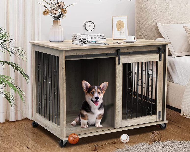 Dog Crate Furniture with Divider  2 Small