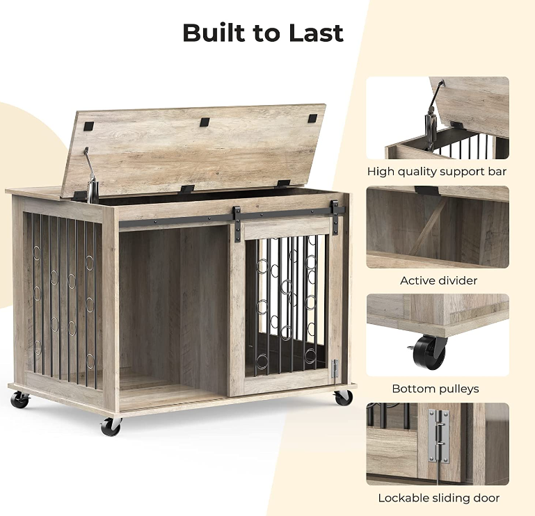 Dog Crate Furniture with Divider  2 Small