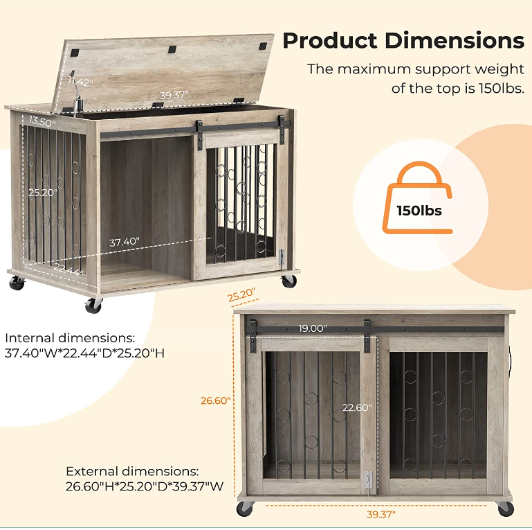 Dog Crate Furniture with Divider  2 Small