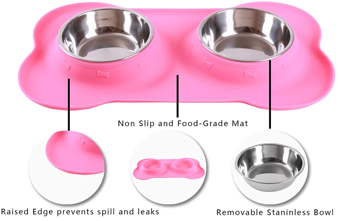 2 Stainless Steel Pet Dog Bowls