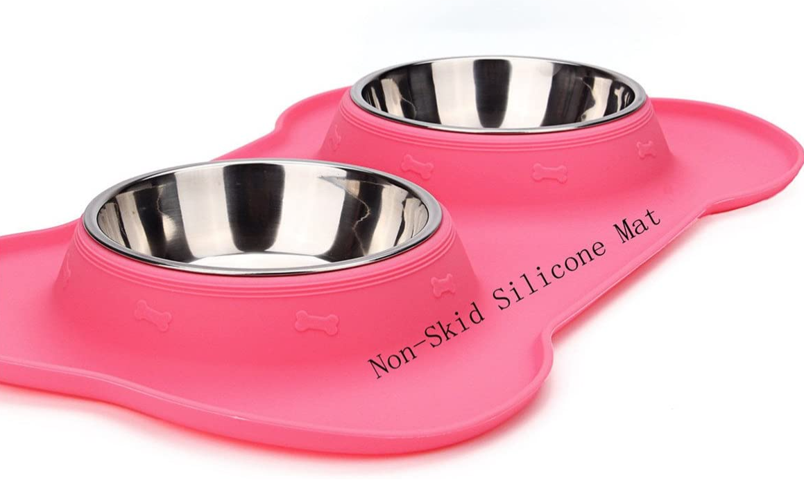 2 Stainless Steel Pet Dog Bowls