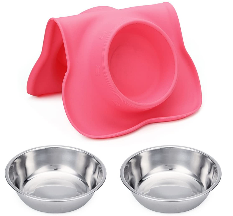 2 Stainless Steel Pet Dog Bowls