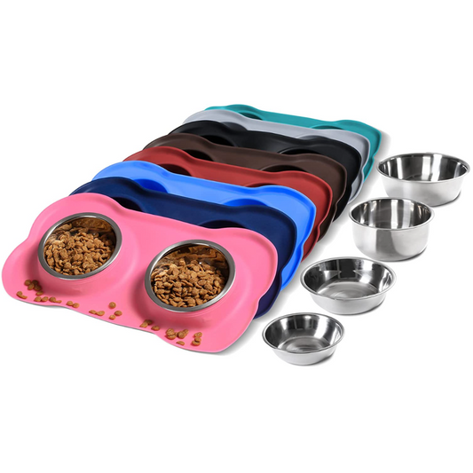 2 Stainless Steel Pet Dog Bowls
