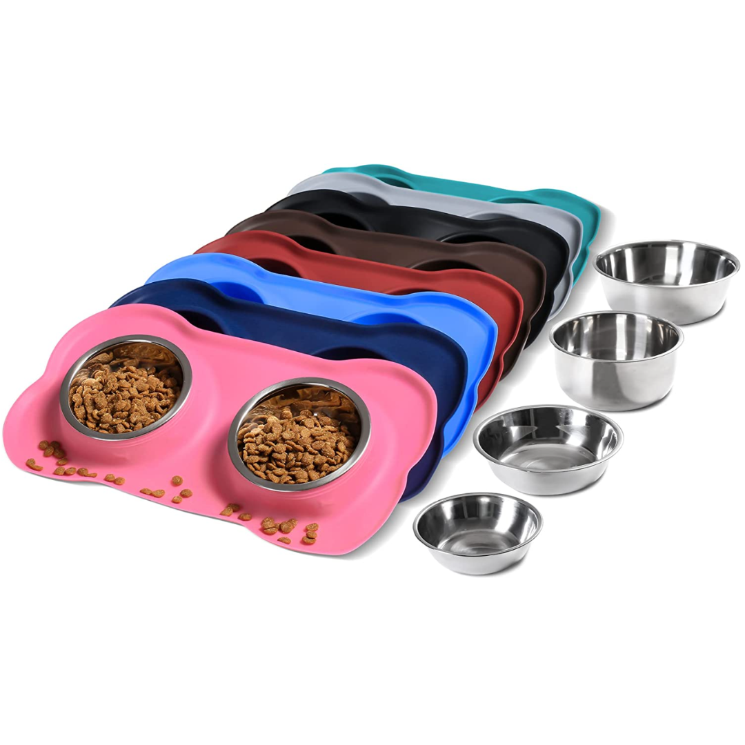 2 Stainless Steel Pet Dog Bowls