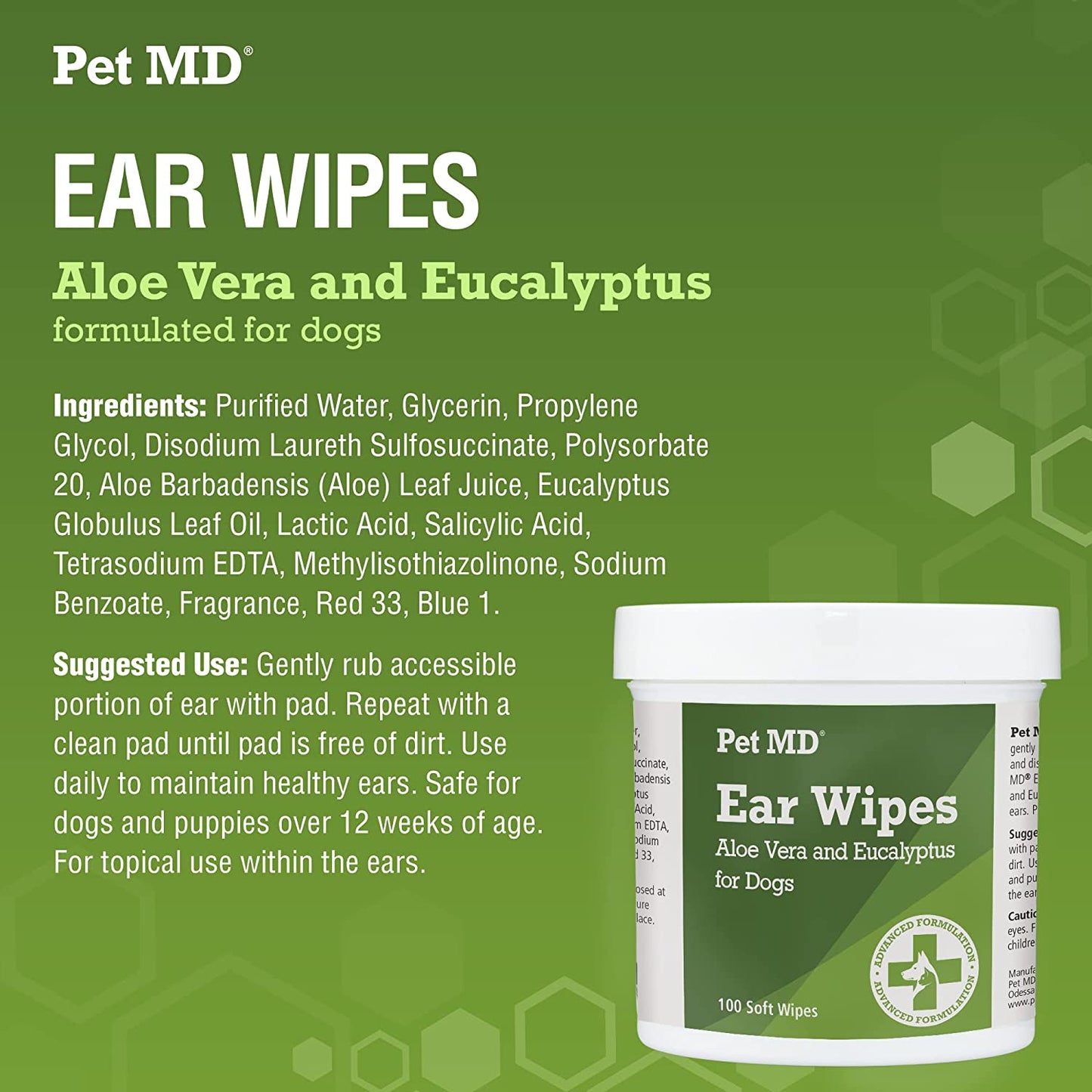 Dog Ear Cleaner Wipes - Otic Cleanser for Dogs